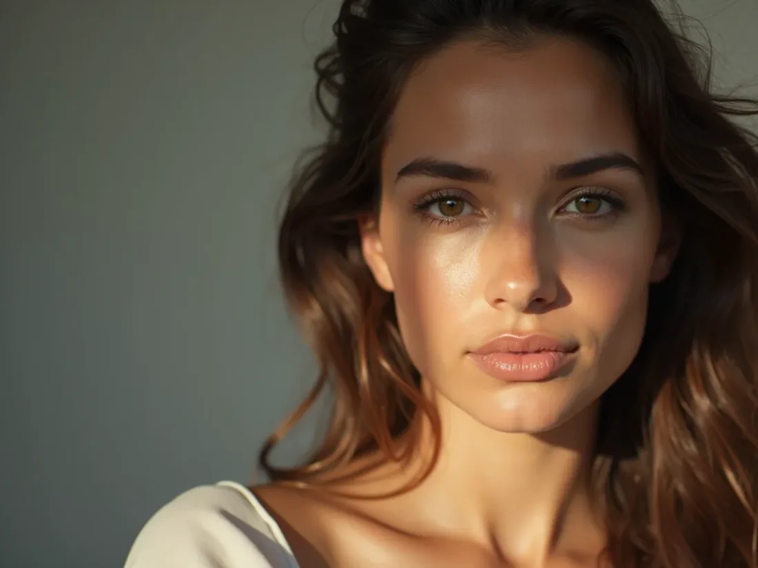 Retrato de beleza facial em luz suave